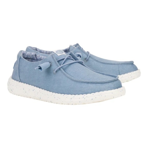 Hey Dude Shoes - Hey Dude 6 Wendy Linen Slip On Shoes in Sky Blue